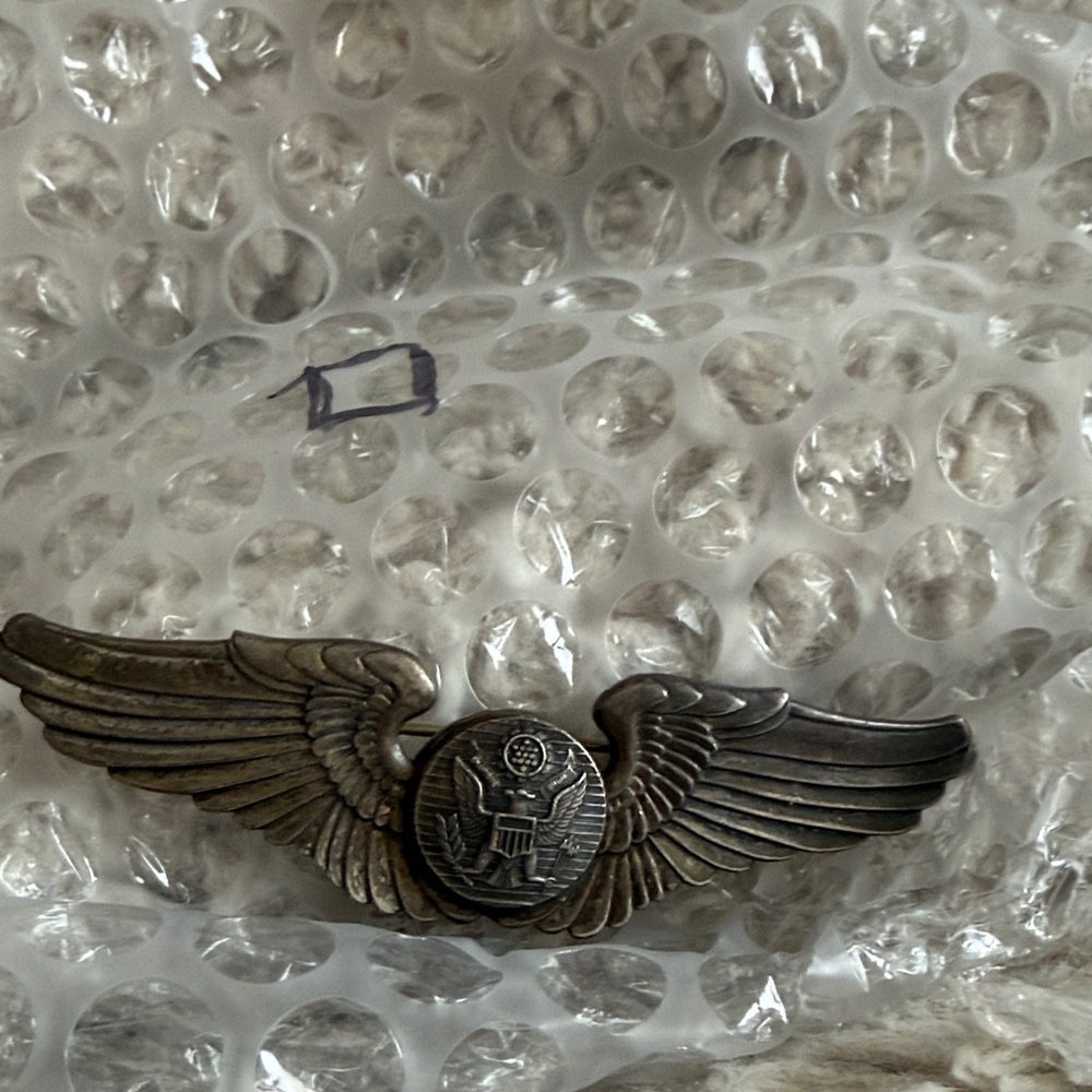 Vintage Military Pilot Wing Badge - Silver Tone